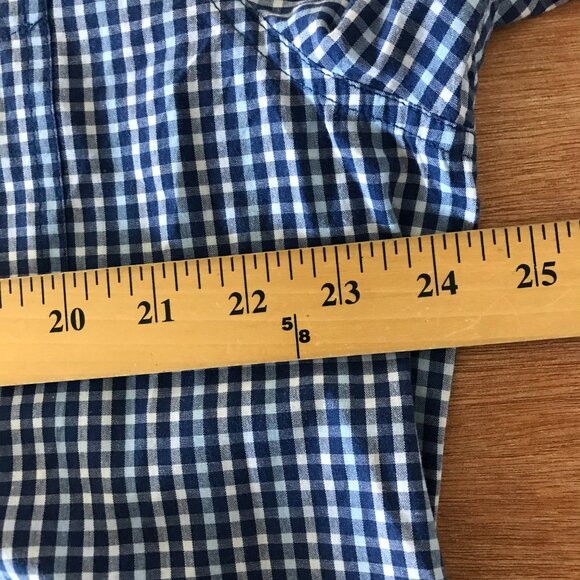 Chaps Easy Care Shirt Men XL Blue Plaid Button Down Pocket Crest Short Sleeve - Picture 8 of 14